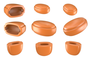 Delicious caramel candies empty filled un filled 3d png