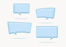 cute 3d blue bubble speak chat communication set icon illustration in square rounded shape vector