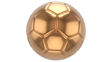3d realistic Golden soccer ball on it isolated on transparent PNG