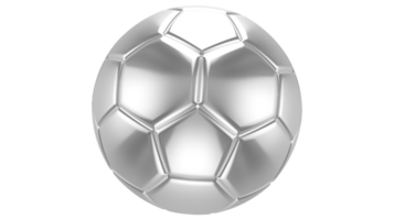 3d realistic Sliver soccer ball on it isolated on transparent PNG background