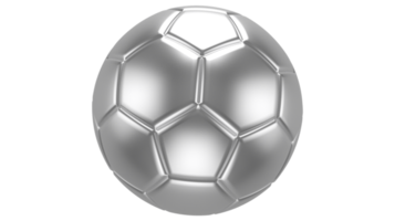 3d realistic Sliver soccer ball on it isolated on transparent PNG background