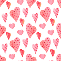 Hand-drawn watercolor pink heart seamless pattern. Romantic decorative pattern perfect for Valentine's day gift paper, wedding decor or fabric textile png