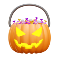 Halloween pumpkin candy 3d icon render illustration png