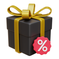 Gift box discount 3d icon render illustration png