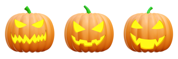 Halloween pumpkin collection 3d icon render illustration png