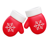 Christmas gloves 3d icon render illustration png