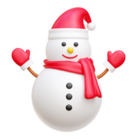 ilustración de renderizado de icono 3d de muñeco de nieve de navidad png