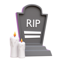 Tombstone candle 3d icon render illustration
