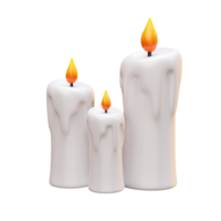 tres velas blancas icono 3d renderizar ilustración png