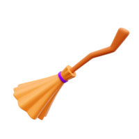 Witch broomstick 3d icon render illustration png