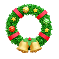 Christmas wreath 3d icon render illustration png