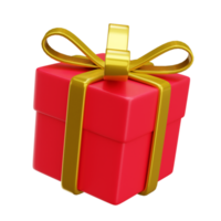 ilustración de renderizado de icono 3d de caja de regalo roja png