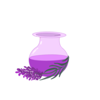 botella con aceite esencial y flor de lavanda png