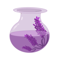 bottiglia con olio essenziale e fiori di lavanda png