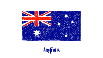 ilustração de esboço de cor de lápis de bandeira de país nacional de austrália png