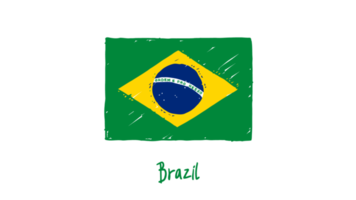 Brazilië nationaal land vlag potlood kleur schetsen illustratie png