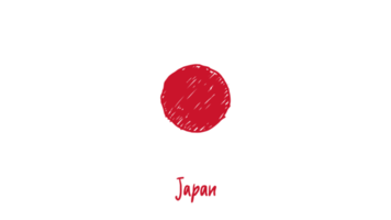 Japan nationaal land vlag potlood kleur schetsen illustratie png