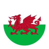 Wales flache abgerundete Flaggensymbol mit transparentem Hintergrund png