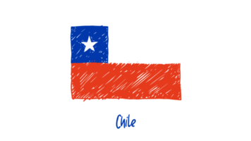 ilustración de boceto de color de lápiz de bandera de país nacional de chile png