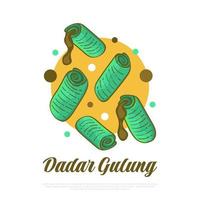 Hand Drawn Indonesian Traditional Food Named Dadar Gulung. Indonesian Snack, Sweet Pancake Rolls Filled with Grated Coconut vector