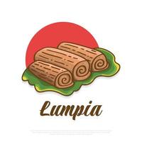 lumpia, comida tradicional de indonesia. ilustración de bocadillo indonesio vector