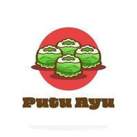 ilustración de kue putu ayu, pastel tradicional indonesio. vector de pastel al vapor