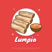 lumpia, comida tradicional de indonesia. ilustración de bocadillo indonesio vector