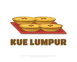 ilustración de comida tradicional indonesia llamada kue lumpur. bocadillos indonesios dibujados a mano vector