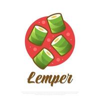 Hand Drawn Indonesian Traditional Food Named Lemper. Sticky Rice Filled with Chicken, Wrapped in Banana Leaves vector