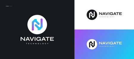 Colorful Letter N Logo Design with Abstract and Modern Concept. N Logo or Icon for Business Brand and Technology Logo vector