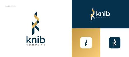 Abstract and Luxury Letter K Logo Design in Blue and Gold for Business and Brand Identity vector