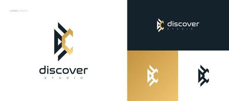 Initial Letter D and C Logo Design in Black and Gold. DC Monogram Logo with Abstract Concept vector