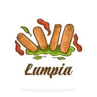 lumpia, comida tradicional de indonesia. ilustración de bocadillo indonesio vector