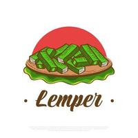 Hand Drawn Indonesian Traditional Food Named Lemper. Sticky Rice Filled with Chicken, Wrapped in Banana Leaves vector