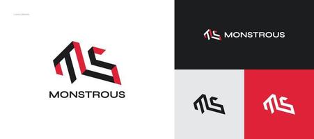 logotipo de monograma inicial m y s abstracto. logotipo de letra ms o sm para identidad de marca comercial vector