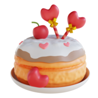 bolo de amor de ilustração 3d png