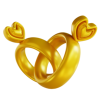 anillo de oro de amor de ilustración 3d