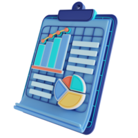 3D illustration business data reports png