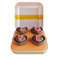 3D illustration love chocolate png