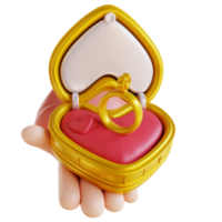 3d ilustración anillo de oro y amor png