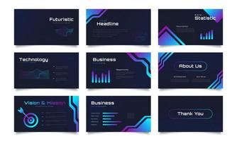 Modern and Futuristic Presentation Templates Set Design with Colorful Gradient Style. Use for Presentation, Branding, Flyer, Leaflet, Marketing, Advertising, Annual Report, Banner or Website
