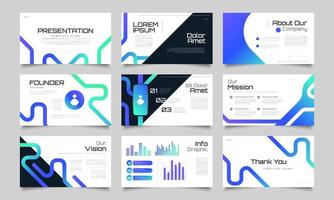 diseño de plantilla de presentación moderno y limpio con elementos infográficos. uso para presentación, marca, marketing, publicidad, informe anual, banner, portada, página de destino y diseño de sitios web vector