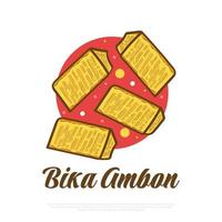 ilustración de comida indonesia llamada bika ambon. bocadillo indonesio dibujado a mano vector