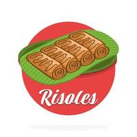 Risoles Vector Illustration. Fried Spring Rolls, Delicious Traditional Food or Snack From Indonesia