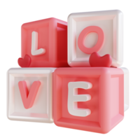 3D illustration cube love block png