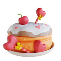 bolo de amor de ilustração 3d png