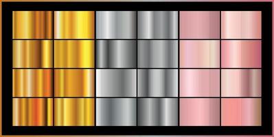 conjunto de gradientes de plata de oro rosa, textura. vector