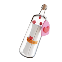 3D illustration love letter in a bottle png