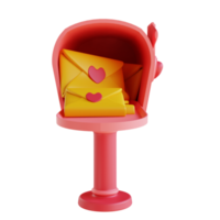 caixa de correio do amor do ilustrador 3d png