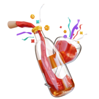 3d illustration bottles and drinking glasses png